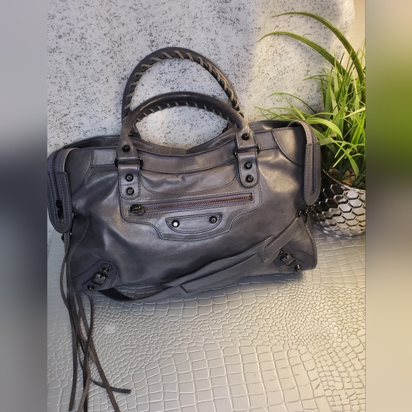 BALENCIAGA Authentic The City 2way Handbag Shoulder Bag Leather Gray - Picture 1 of 16